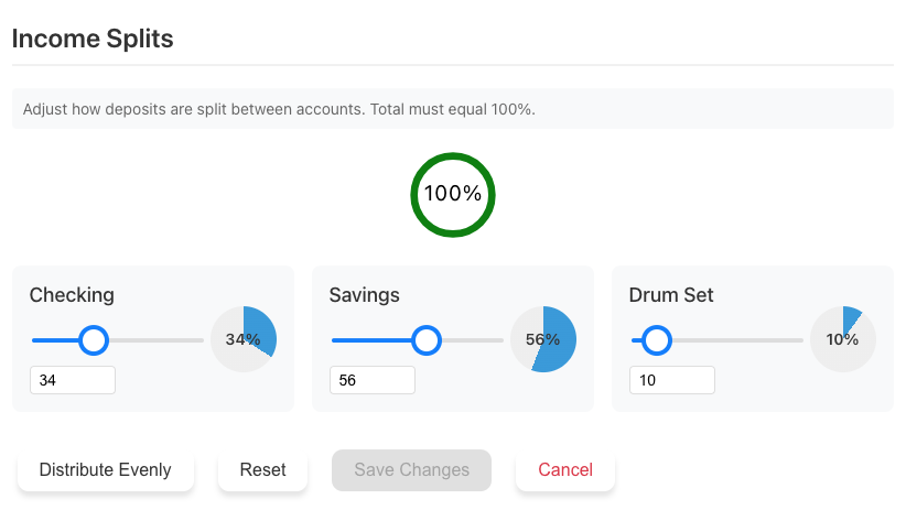 Income Splits Screenshot