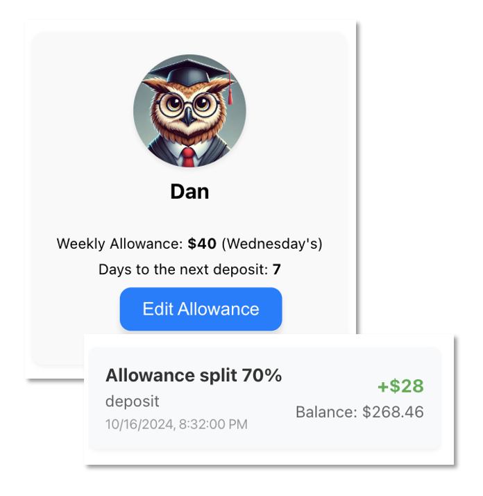 Weekly Allowance Screenshot